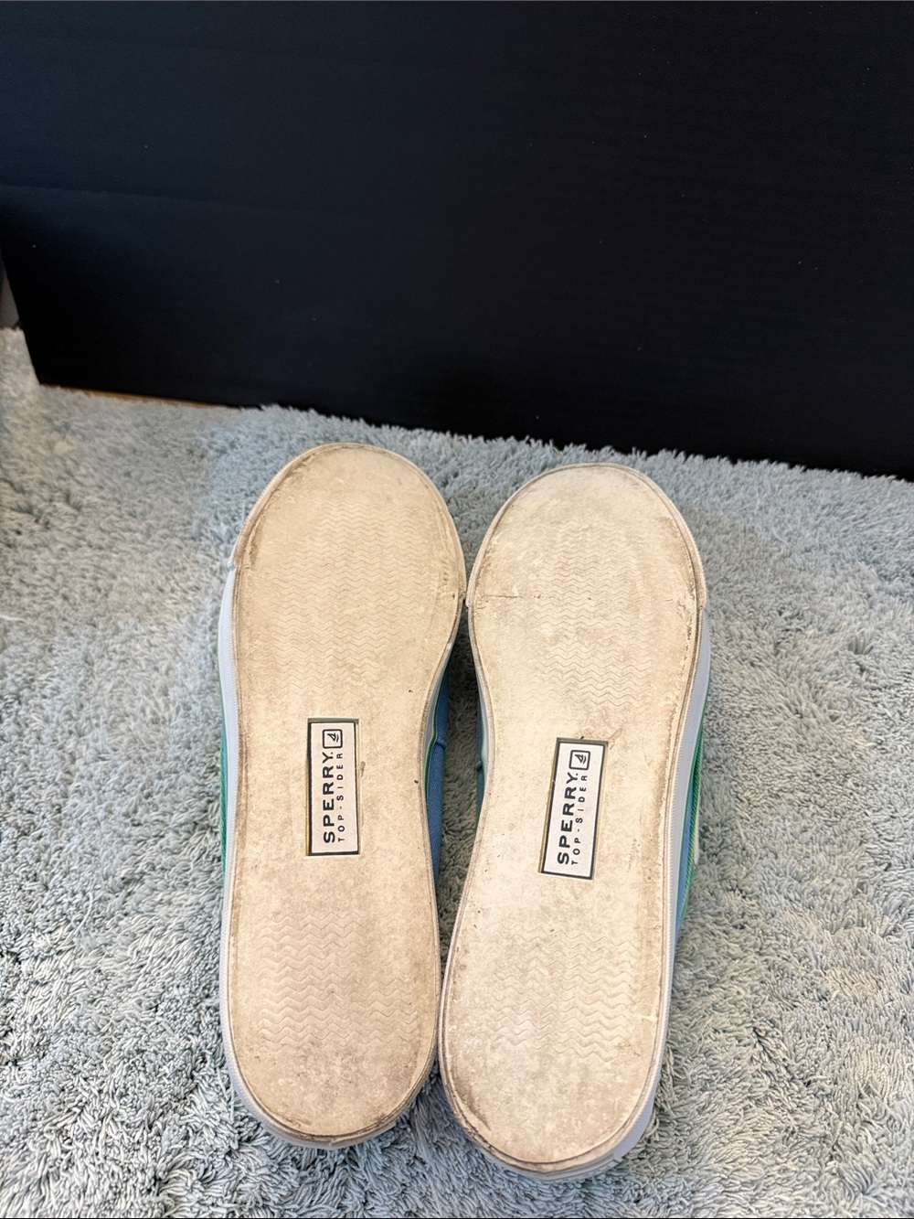 Sperry Biscayne Green, Blue & White Canvas Boat Sneakers - Picture 5 of 6